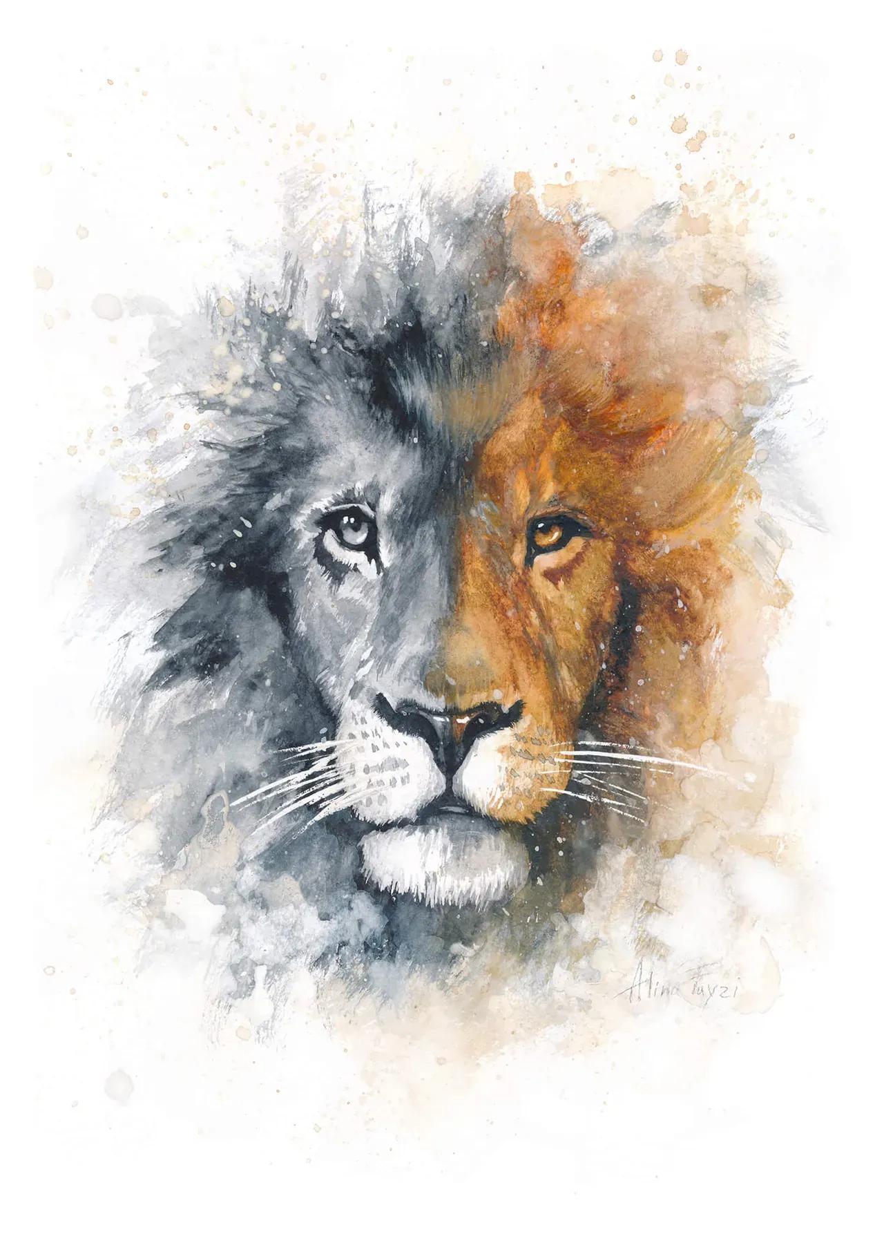 Jacket Watercolor lion red